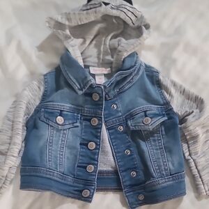 Kids Denim and Gray Hooded Jacket